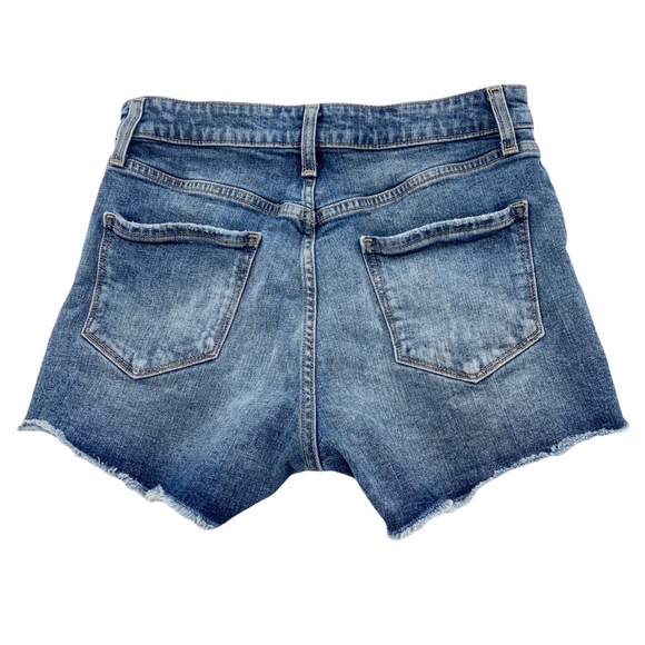 High Rise Zipper Sides Distressed Denim Stretch Blue Jean Shorts by Arizona - Picture 3 of 11